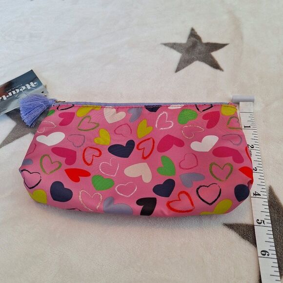 Cosmetic Pouch Hearts For Cosmetic Accessories Tools Zipper Valentine's Pink - Picture 3 of 11